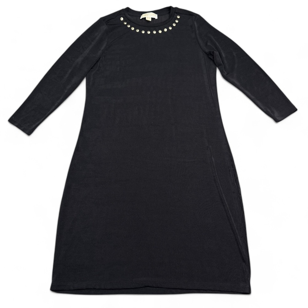 Michael Kors MK Midi Dress Womens Size Small Black‎ 3/4 Sleeve Cocktail